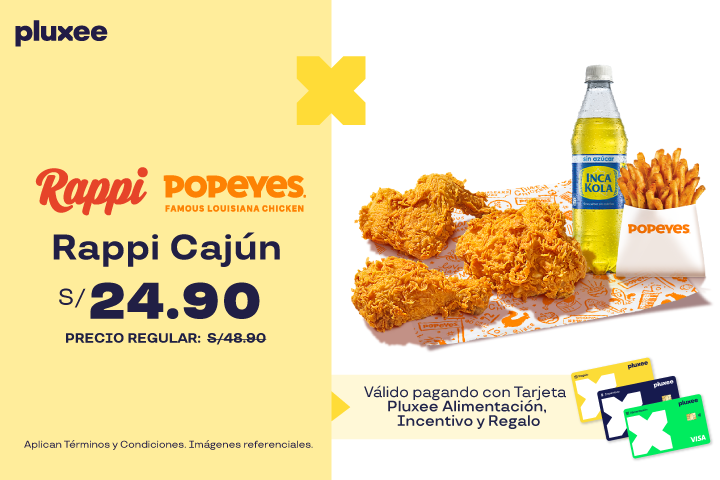 RAPPI CAJÚN  : 49%OFF EN RAPPI CAJÚN A S/ 24.90. (PRECIO REGULAR S/ 48.90 ).